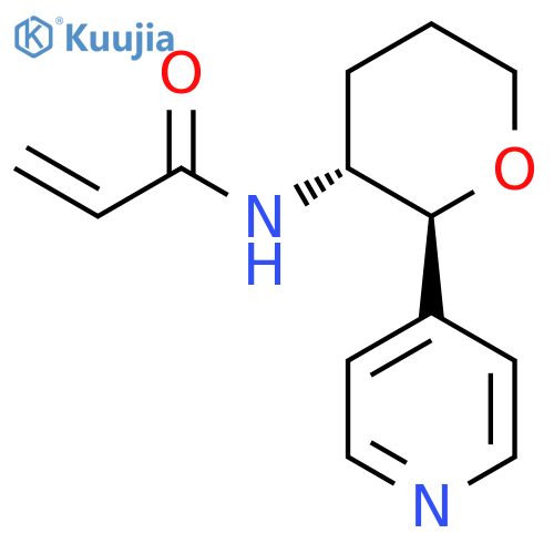 rac-N-(2R,3S)-2-(pyridin-4-yl)oxan-3-ylprop-2-enamide structure