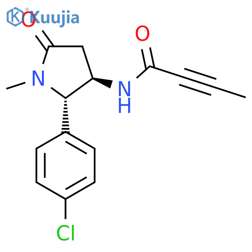 rac-N-(2R,3S)-2-(4-chlorophenyl)-1-methyl-5-oxopyrrolidin-3-ylbut-2-ynamide structure