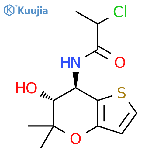 2-Chloro-N-[(6R,7R)-6-hydroxy-5,5-dimethyl-6,7-dihydrothieno[3,2-b]pyran-7-yl]propanamide structure