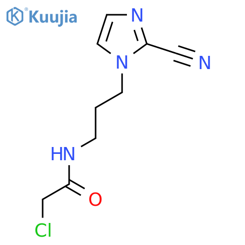 2-chloro-N-[3-(2-cyano-1H-imidazol-1-yl)propyl]acetamide structure
