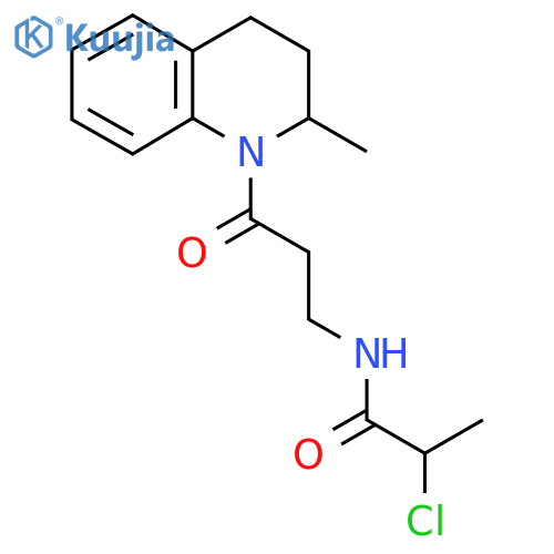 2-Chloro-N-[3-(2-methyl-3,4-dihydro-2H-quinolin-1-yl)-3-oxopropyl]propanamide structure