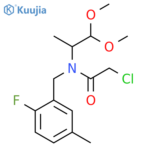 2-Chloro-N-(1,1-dimethoxypropan-2-yl)-N-[(2-fluoro-5-methylphenyl)methyl]acetamide structure