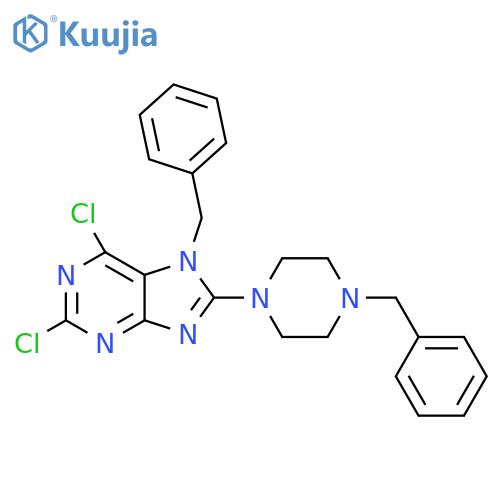 7-benzyl-8-(4-benzylpiperazin-1-yl)-2,6-dichloro-7H-purine structure