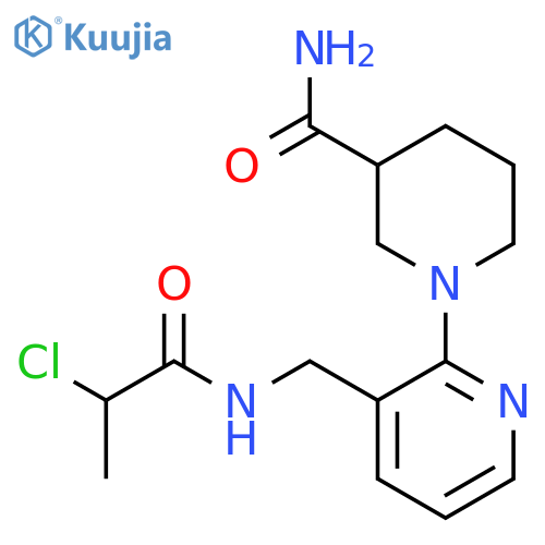 1-{3-[(2-Chloropropanamido)methyl]pyridin-2-yl}piperidine-3-carboxamide structure