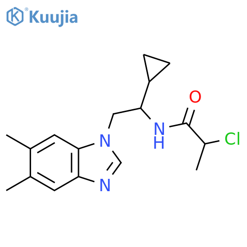 2-Chloro-N-[1-cyclopropyl-2-(5,6-dimethylbenzimidazol-1-yl)ethyl]propanamide structure