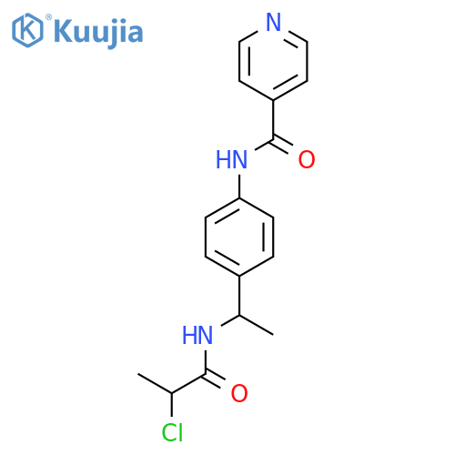 N-{4-[1-(2-chloropropanamido)ethyl]phenyl}pyridine-4-carboxamide structure
