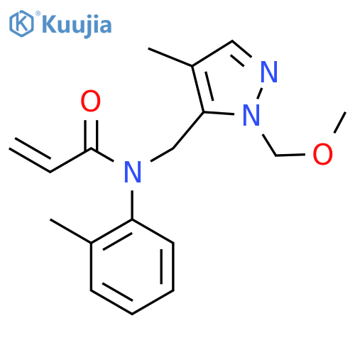 N-[[2-(Methoxymethyl)-4-methylpyrazol-3-yl]methyl]-N-(2-methylphenyl)prop-2-enamide structure