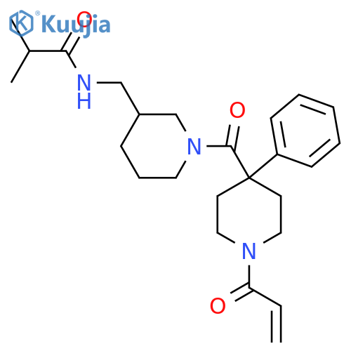 2-methyl-N-({1-[4-phenyl-1-(prop-2-enoyl)piperidine-4-carbonyl]piperidin-3-yl}methyl)propanamide structure