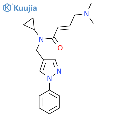 (E)-N-Cyclopropyl-4-(dimethylamino)-N-[(1-phenylpyrazol-4-yl)methyl]but-2-enamide structure