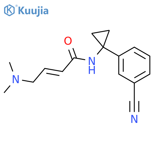 (2E)-N-[1-(3-cyanophenyl)cyclopropyl]-4-(dimethylamino)but-2-enamide structure