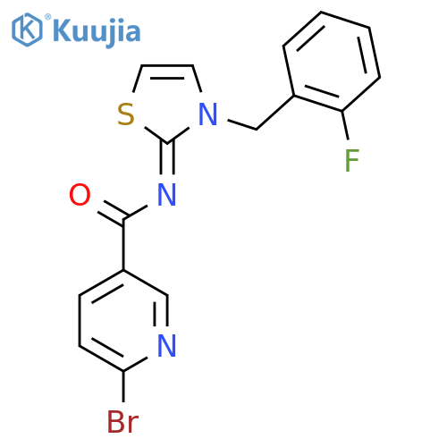 6-Bromo-N-[3-[(2-fluorophenyl)methyl]-1,3-thiazol-2-ylidene]pyridine-3-carboxamide structure