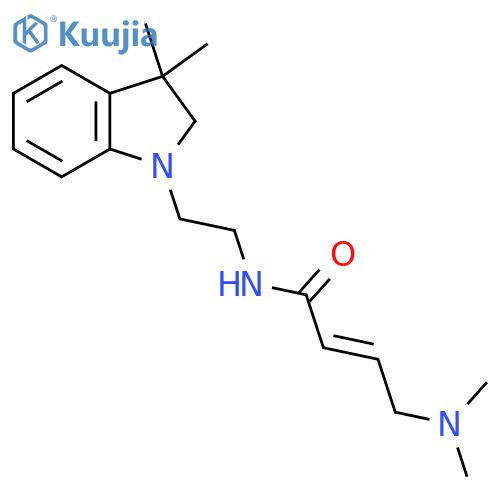 (E)-4-(Dimethylamino)-N-[2-(3,3-dimethyl-2H-indol-1-yl)ethyl]but-2-enamide structure