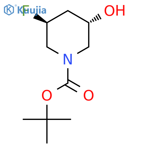 rac-tert-butyl (3R,5R)-3-fluoro-5-hydroxypiperidine-1-carboxylate structure