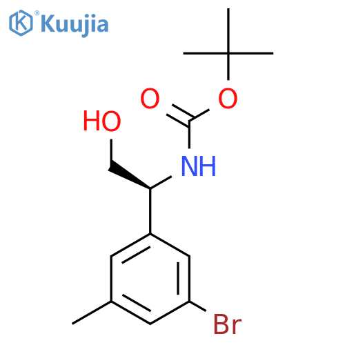 rel-tert-butyl N-(1R)-1-(3-bromo-5-methylphenyl)-2-hydroxyethylcarbamate structure