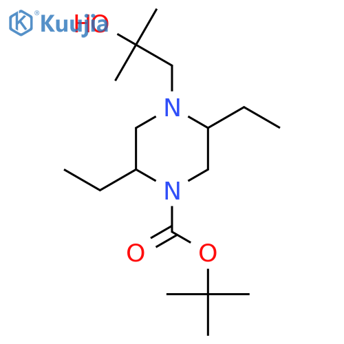 Tert-butyl 2,5-diethyl-4-(2-hydroxy-2-methylpropyl)piperazine-1-carboxylate structure