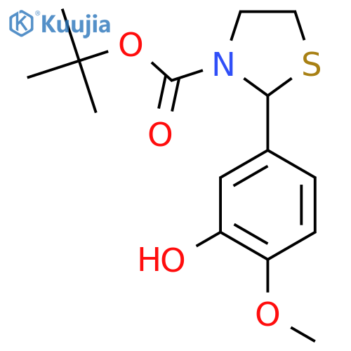Tert-butyl 2-(3-hydroxy-4-methoxyphenyl)-1,3-thiazolidine-3-carboxylate structure