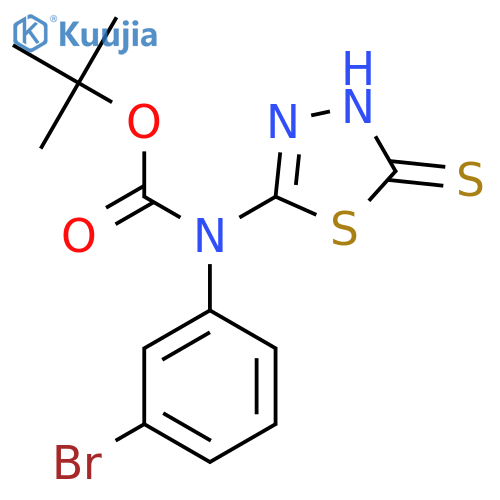 tert-butyl N-(3-bromophenyl)-N-(5-sulfanyl-1,3,4-thiadiazol-2-yl)carbamate structure