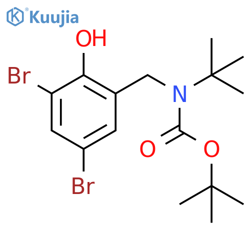 tert-butyl N-tert-butyl-N-(3,5-dibromo-2-hydroxyphenyl)methylcarbamate structure