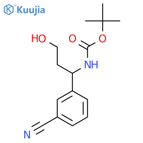 tert-butyl N-[1-(3-cyanophenyl)-3-hydroxypropyl]carbamate structure