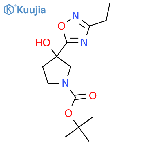 tert-butyl 3-(3-ethyl-1,2,4-oxadiazol-5-yl)-3-hydroxypyrrolidine-1-carboxylate structure
