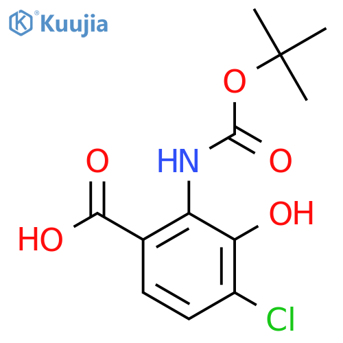 2-{(tert-butoxy)carbonylamino}-4-chloro-3-hydroxybenzoic acid structure