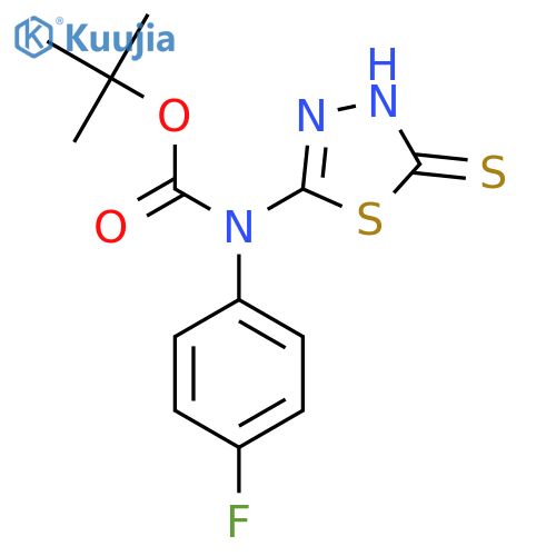 tert-butyl N-(4-fluorophenyl)-N-(5-sulfanyl-1,3,4-thiadiazol-2-yl)carbamate structure