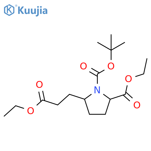 5-(2-Ethoxycarbonyl-ethyl)-pyrrolidine-1,2-dicarboxylic acid 1-tert-butyl ester 2-ethyl ester structure