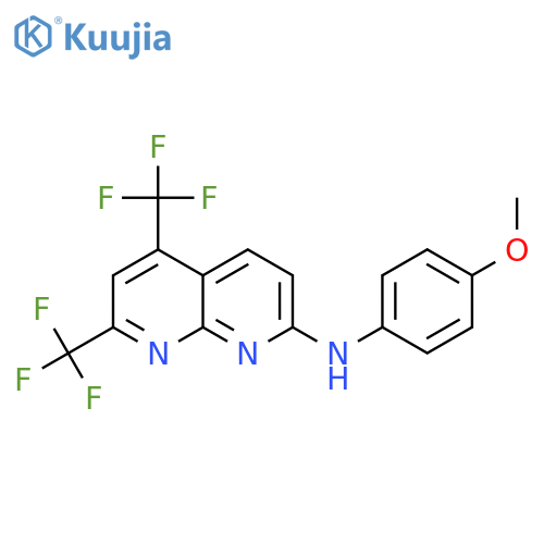 N-(4-Methoxyphenyl)-5,7-bis(trifluoromethyl)1,8naphthyridin-2-amine structure