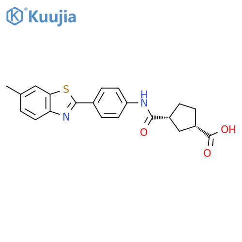 (1S,3R)-3-[[[4-(6-methyl-2-benzothiazolyl)phenyl]amino]carbonyl]-cyclopentanecarboxylic acid structure