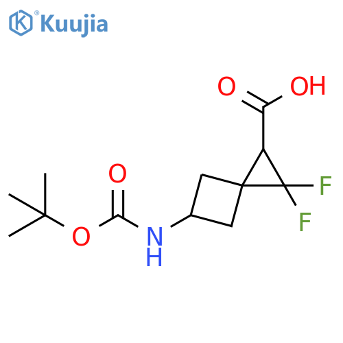 Spiro[2.3]hexane-1-carboxylic acid, 5-[[(1,1-dimethylethoxy)carbonyl]amino]-2,2-difluoro- structure