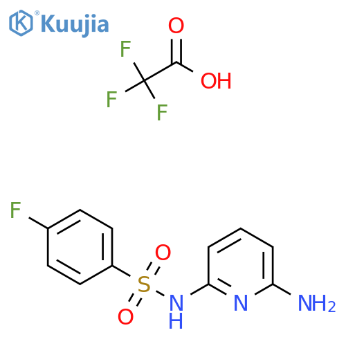 N-(6-aminopyridin-2-yl)-4-fluorobenzene-1-sulfonamide; trifluoroacetic acid structure
