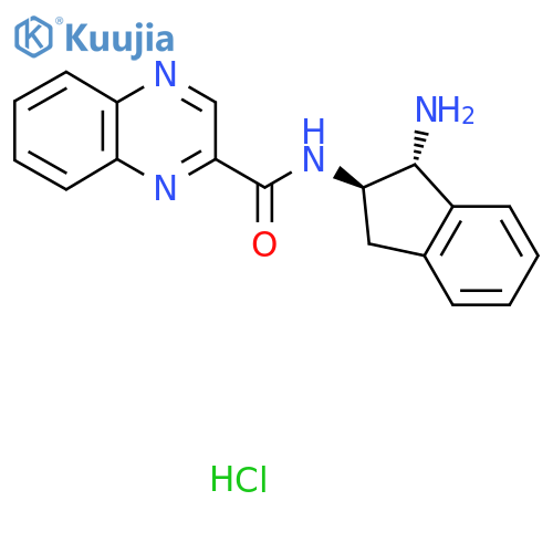 N-(1R,2R)-1-amino-2,3-dihydro-1H-inden-2-ylquinoxaline-2-carboxamide hydrochloride structure