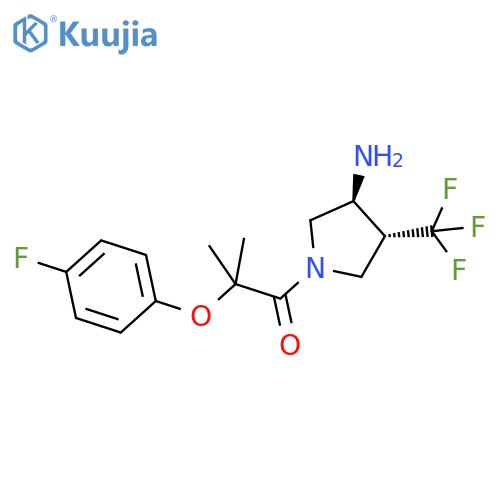 rac-1-(3R,4S)-3-amino-4-(trifluoromethyl)pyrrolidin-1-yl-2-(4-fluorophenoxy)-2-methylpropan-1-one structure