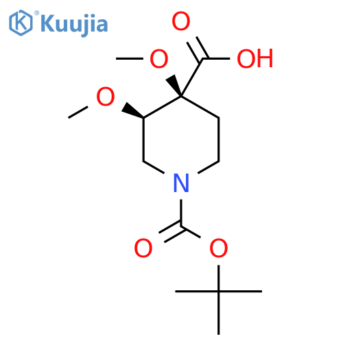 rac-(3R,4S)-1-(tert-butoxy)carbonyl-3,4-dimethoxypiperidine-4-carboxylic acid structure