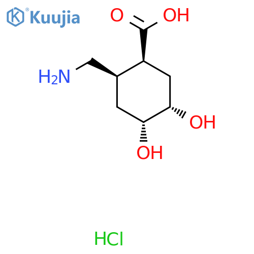 (1S,2R,4R,5S)-2-(Aminomethyl)-4,5-dihydroxycyclohexane-1-carboxylic acid;hydrochloride structure