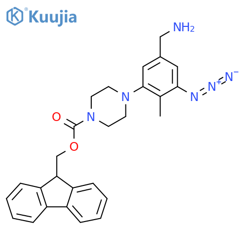 (9H-fluoren-9-yl)methyl 4-[5-(aminomethyl)-3-azido-2-methylphenyl]piperazine-1-carboxylate structure
