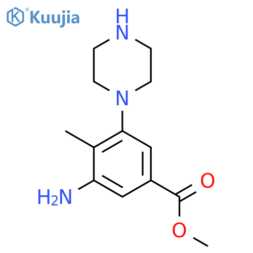 Methyl 3-amino-4-methyl-5-(piperazin-1-yl)benzoate structure