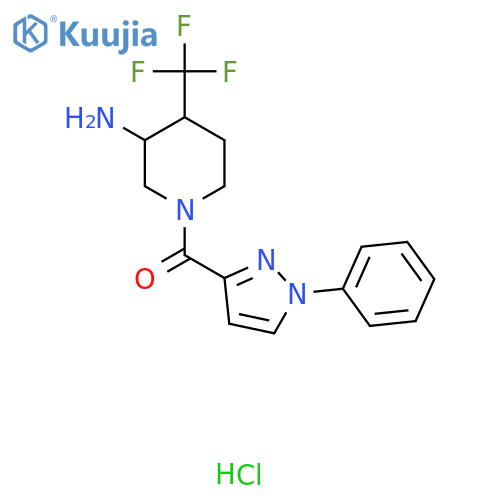 1-(1-phenyl-1H-pyrazole-3-carbonyl)-4-(trifluoromethyl)piperidin-3-amine hydrochloride structure