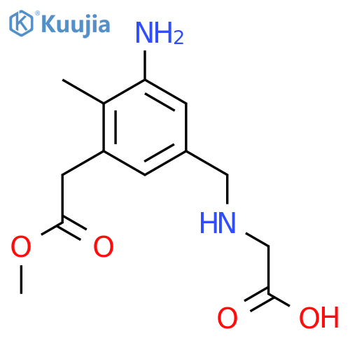 2-({3-amino-5-(2-methoxy-2-oxoethyl)-4-methylphenylmethyl}amino)acetic acid structure