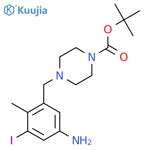 tert-butyl 4-(5-amino-3-iodo-2-methylphenyl)methylpiperazine-1-carboxylate structure
