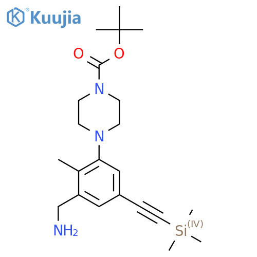 Tert-butyl 4-[3-(aminomethyl)-2-methyl-5-[2-(trimethylsilyl)ethynyl]phenyl]piperazine-1-carboxylate structure