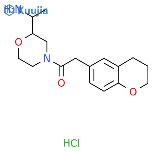 1-2-(1-aminoethyl)morpholin-4-yl-2-(3,4-dihydro-2H-1-benzopyran-6-yl)ethan-1-one hydrochloride structure