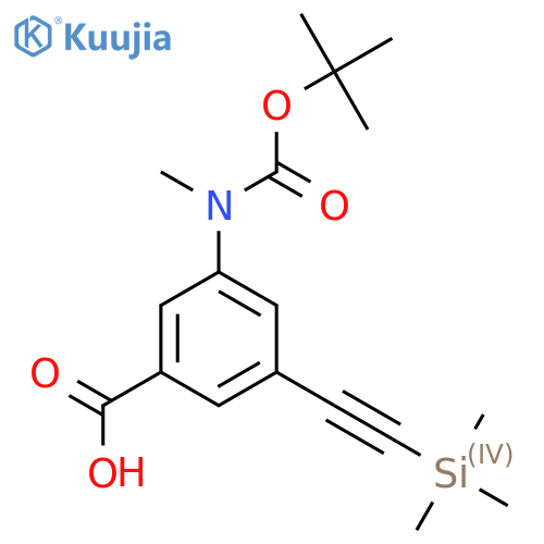 3-{[(Tert-butoxy)carbonyl](methyl)amino}-5-[2-(trimethylsilyl)ethynyl]benzoic acid structure