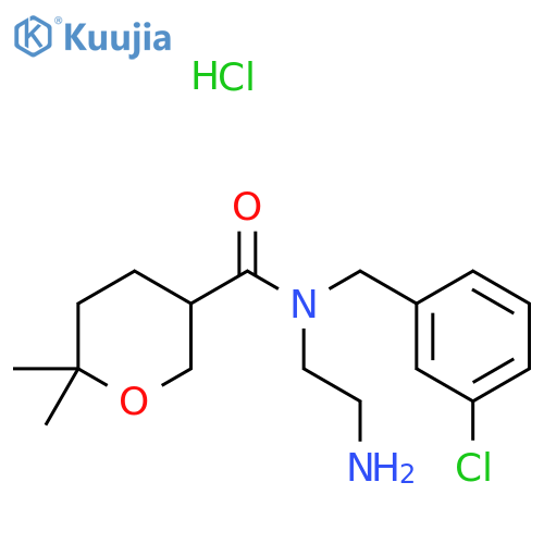 N-(2-aminoethyl)-N-(3-chlorophenyl)methyl-6,6-dimethyloxane-3-carboxamide hydrochloride structure