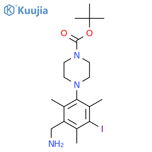 tert-butyl 4-3-(aminomethyl)-5-iodo-2,4,6-trimethylphenylpiperazine-1-carboxylate structure