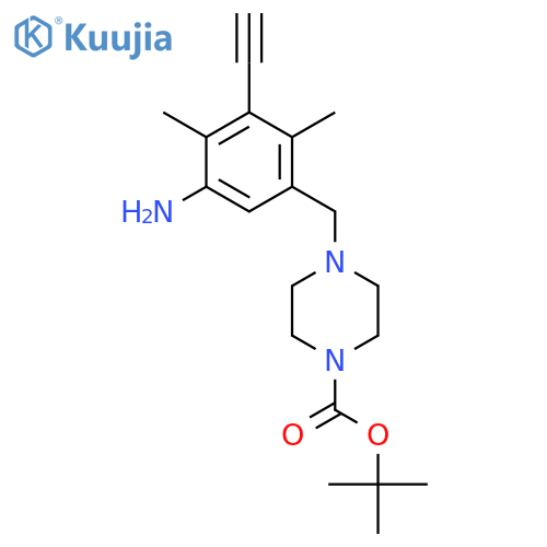 Tert-butyl 4-[(5-amino-3-ethynyl-2,4-dimethylphenyl)methyl]piperazine-1-carboxylate structure