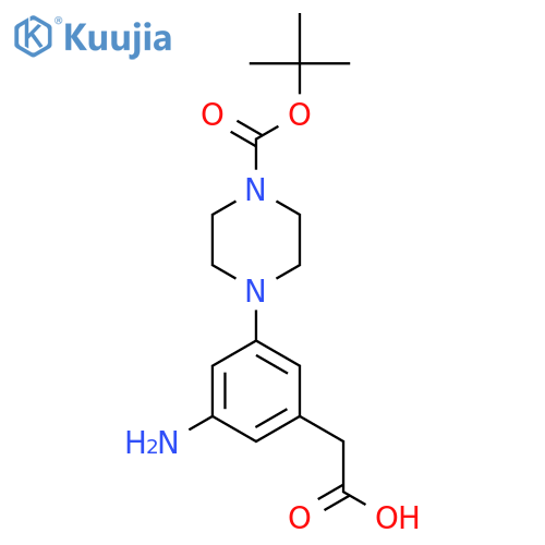 2-(3-Amino-5-{4-[(tert-butoxy)carbonyl]piperazin-1-yl}phenyl)acetic acid structure