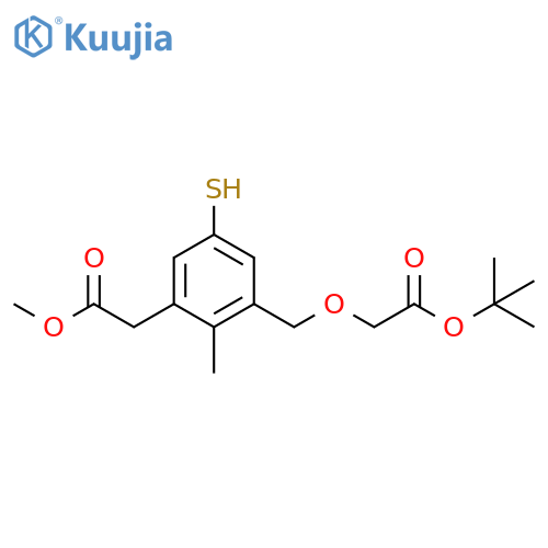 tert-butyl 2-{3-(2-methoxy-2-oxoethyl)-2-methyl-5-sulfanylphenylmethoxy}acetate structure