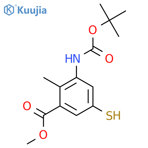 Methyl 3-{[(tert-butoxy)carbonyl]amino}-2-methyl-5-sulfanylbenzoate structure