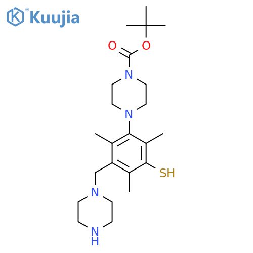 Tert-butyl 4-{2,4,6-trimethyl-3-[(piperazin-1-yl)methyl]-5-sulfanylphenyl}piperazine-1-carboxylate structure